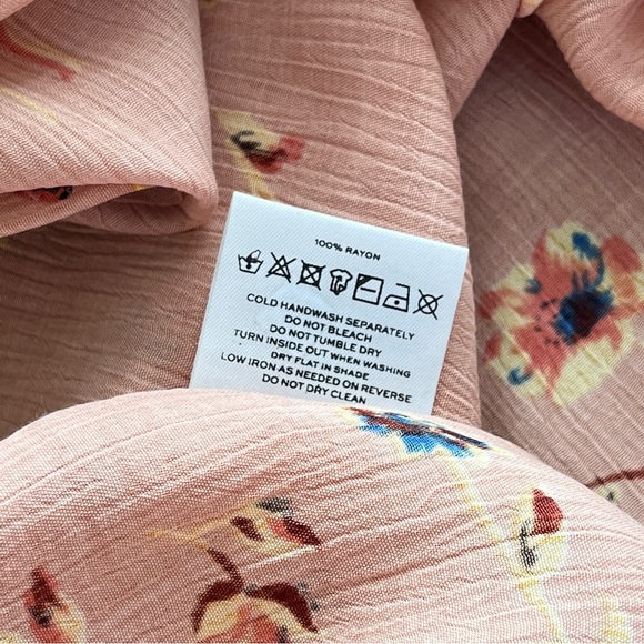 Faithfull The Brand Floral Printed Wide Leg Pants Tie Front High Waist - Picture 9 of 10